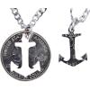 image:imageMarycrafts Set Hand Coin Cut Anchor Necklace Interlocking Necklace Jewelry Relationship BFF