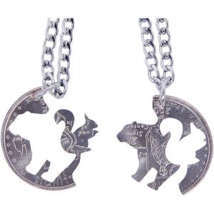 image:imageMarycrafts Hand Cut Coin Bear Squirrel Necklace Best Friend Friendship Necklaces For 2