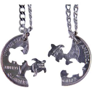 image:imageMarycrafts Hand Cut Coin Turtle Necklace Best Friend Friendship Necklaces For 2
