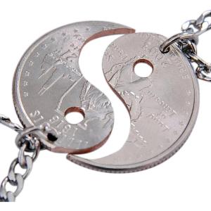 image:imageMarycrafts Hand Cut Coin Yin Yang Necklace Set Couple Relationship BFF Best Friend Jewelry Gifts