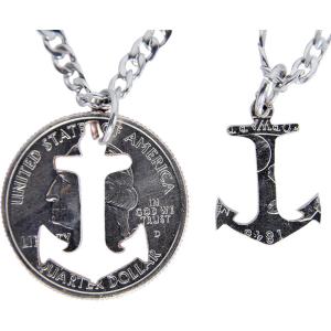 image:imageMarycrafts Set Hand Coin Cut Anchor Necklace Interlocking Necklace Jewelry Relationship BFF
