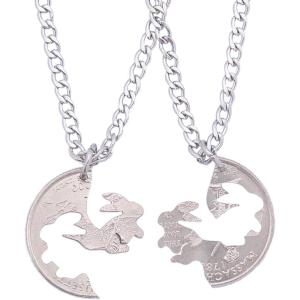 image:imageMarycrafts Set Hand Coin Cut Couple RABIT Necklace Interlocking Necklace Jewelry Relationship BFF