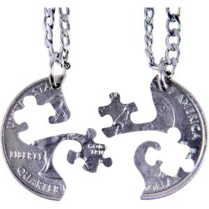 image:imageMarycrafts Set Hand Coin Cut Puzzle Piece Necklace Interlocking Necklace Jewelry Relationship BFF