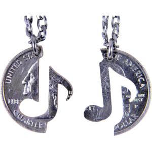 image:imageMarycrafts Set Hand Cut Coin Music Note Necklace Interlocking Necklace Jewelry Relationship BFF