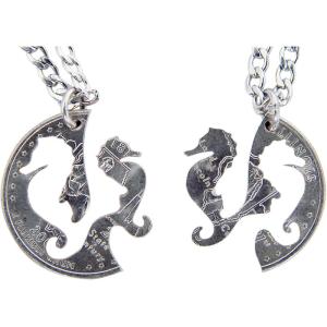 image:imageMarycrafts Set Hand Cut Coin Seahorse Necklace Interlocking Necklace Jewelry Relationship BFF
