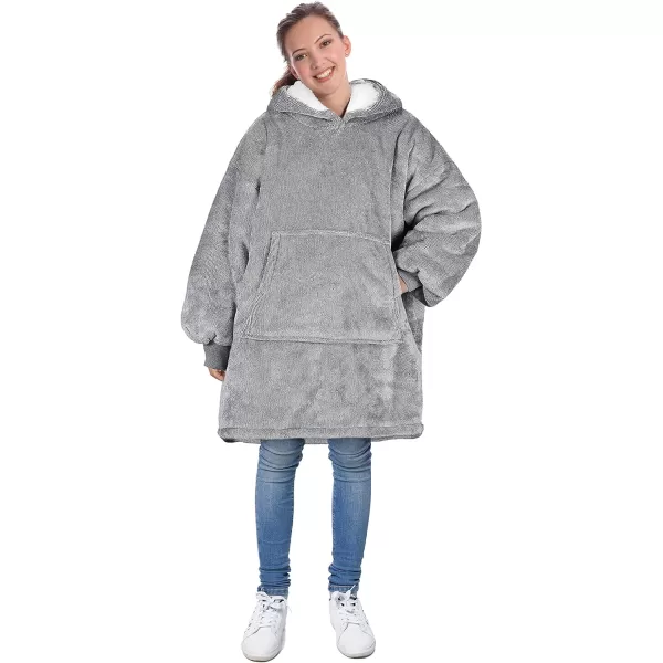 Catalonia Blanket Hoodie for Kids Oversized Wearable Sherpa Sweatshirt Pullover for Teens Youth Gift IdeaAsh Grey Kids