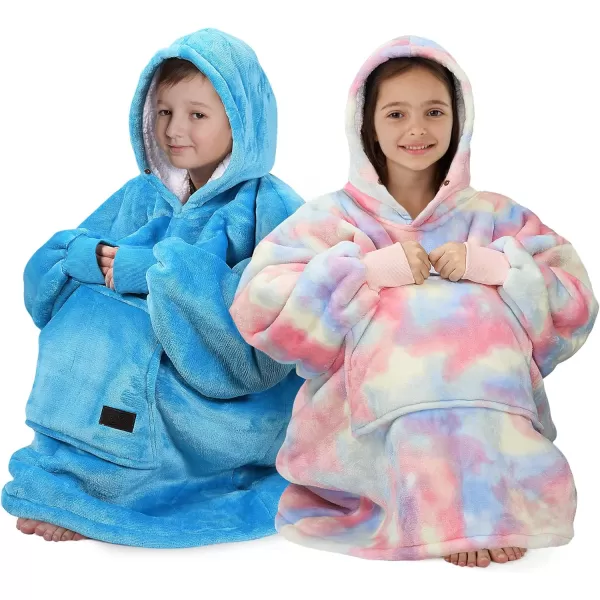 Catalonia Blanket Hoodie for Kids Oversized Wearable Sherpa Sweatshirt Pullover for Teens Youth Gift IdeaCotton Candy Kids