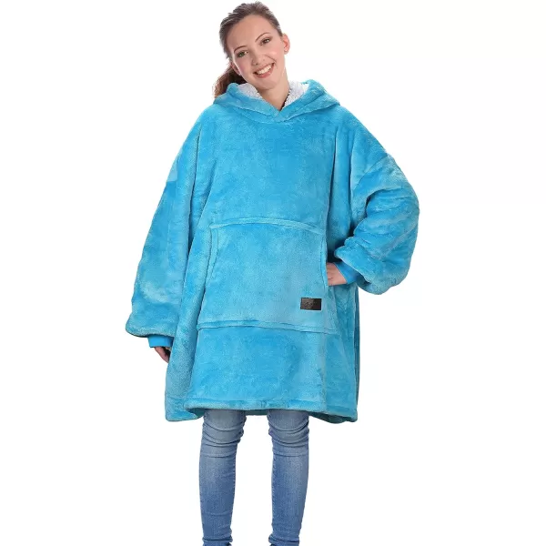 Catalonia Blanket Hoodie for Kids Oversized Wearable Sherpa Sweatshirt Pullover for Teens Youth Gift IdeaSea Blue Kids