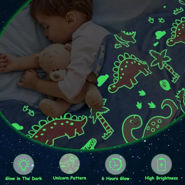 Catalonia Boys Glow in The Dark Blanket Dinosaur Pattern Throw Blanket for Boys 410 Plush Fleece Couch Blanket Kids Birthday GiftGlow in the Darkdinosaur