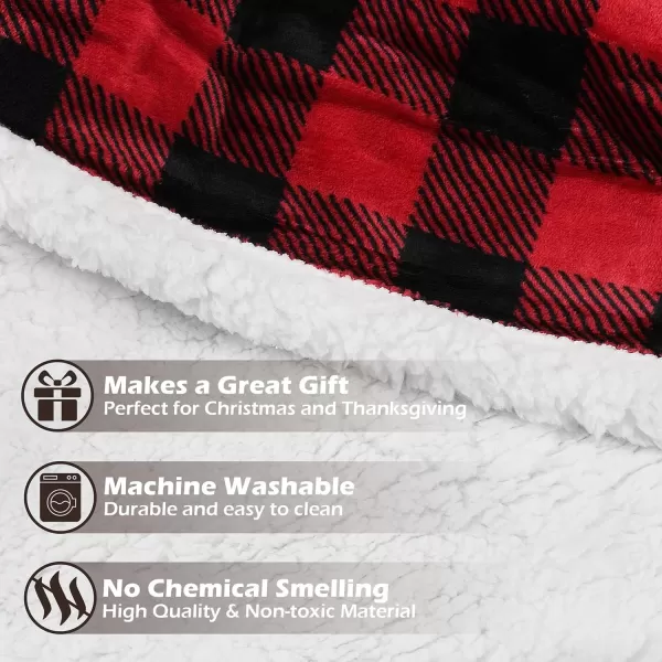 Catalonia Buffalo Plaid Sherpa Throw Blanket Red Black Checkered Holiday Throws for Couch Sofa Cabin Decor  Soft Warm Comfy Fuzzy Snuggle  80x60 Inches Christmas BlanketRed 60x80