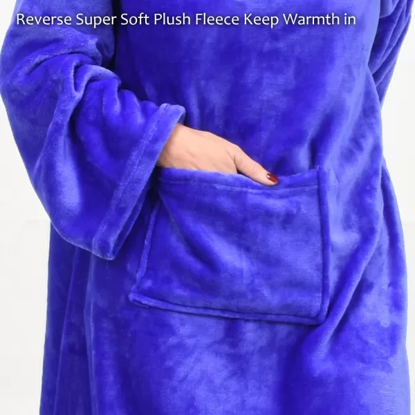 Catalonia Burrito Wearable Blanket with Sleeves and Pocket Soft Comfy Fleece Snuggy Wrap Throws Blanket Robe for Women and MenBlue