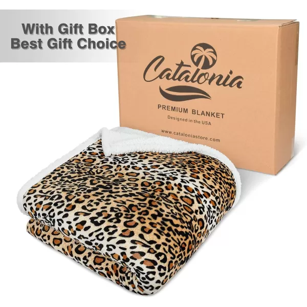 Catalonia Cheetah Sherpa Fleece Blanket for Bed Super Soft Plush Sofa Couch Throw Blanket TV Bed Blanket Comfy Cozy Fluffy Warm Comforter Caring Gift 60x80 inch90x90 inches Cheetah