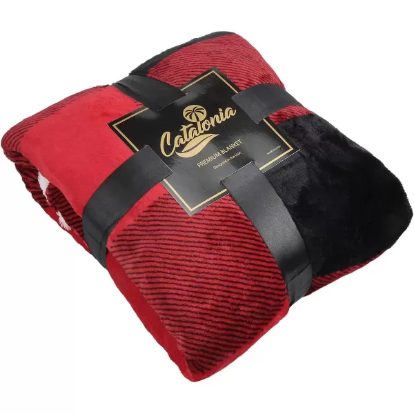 Catalonia Christmas Red Buffalo Plaid Sherpa Throw Blanket Reversible Super Soft Warm Comfy Fuzzy Snuggle Micro Fleece Plush Holiday Throws for Couch Sofa Cabin DecroCheckered