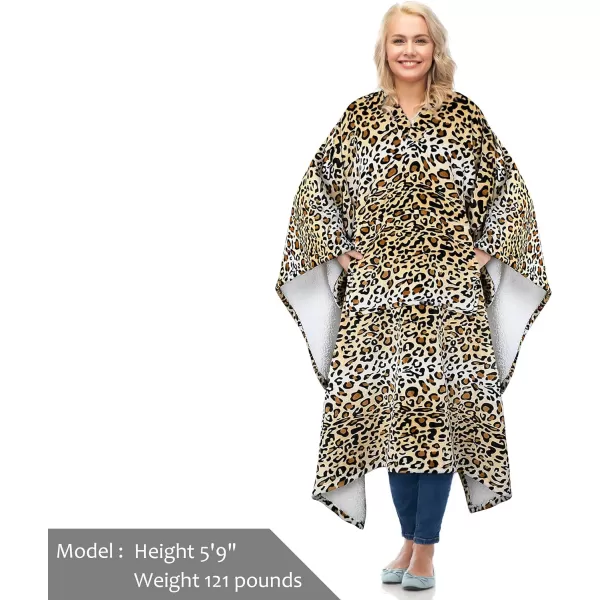 Catalonia Cow Print Sherpa Wearable Blanket Poncho for Adult Women Men Wrap Blanket Cape with Pocket Warm Soft Cozy Snuggly Comfort GiftSherpa Lining Cheetah