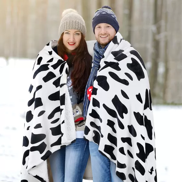 Catalonia Cow Print Sherpa Wearable Blanket Poncho for Adult Women Men Wrap Blanket Cape with Pocket Warm Soft Cozy Snuggly Comfort GiftSherpa Lining Dalmatian