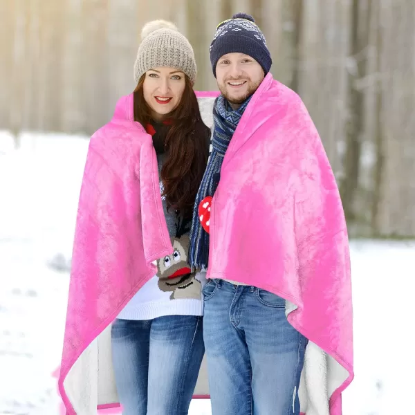 Catalonia Cow Print Sherpa Wearable Blanket Poncho for Adult Women Men Wrap Blanket Cape with Pocket Warm Soft Cozy Snuggly Comfort GiftSherpa Lining Hot Pink