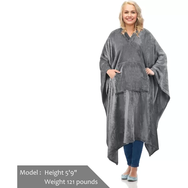 Catalonia Fleece Wearable Blanket Poncho for Adult Women Men Travel Wrap Blanket Cape with Pocket  Warm Soft Cozy Snuggly Gift for Her No Sleeves  AllSeasonGrey Fleece