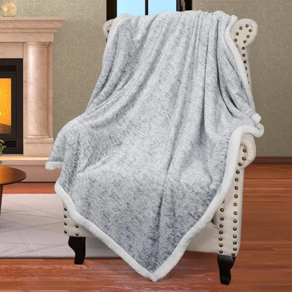 Catalonia Grey Sherpa Throw Blanket Super Soft Fluffy Fuzzy Comfy Velvet Plush Fleece TV Blankets and Throws for Sofa Couch Bed for Adults Child 50x60 MelangeMelange Grey