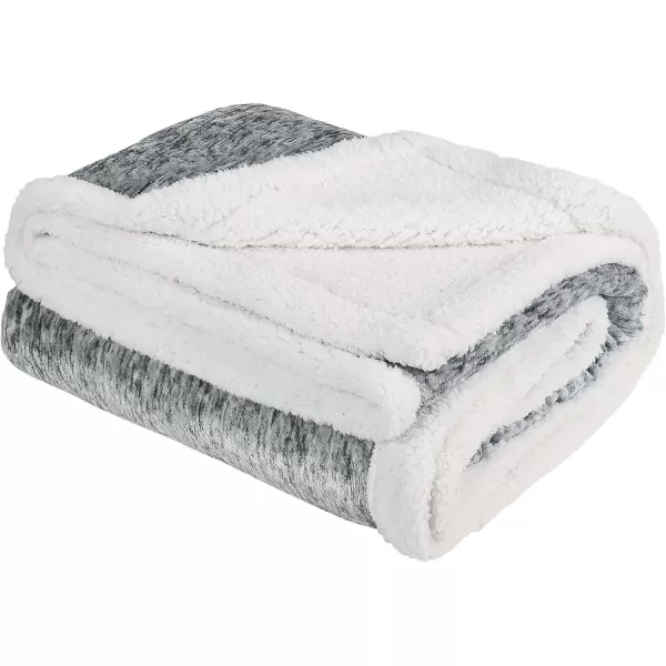 Catalonia Grey Sherpa Throw Blanket Super Soft Fluffy Fuzzy Comfy Velvet Plush Fleece TV Blankets and Throws for Sofa Couch Bed for Adults Child 50x60 MelangeMelange Dark Grey