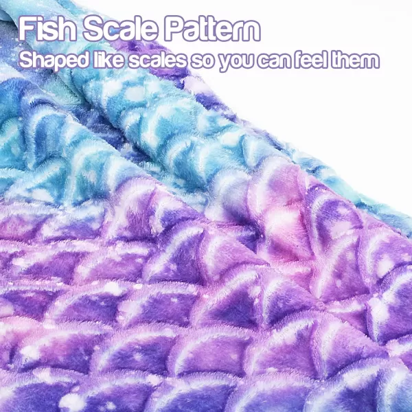 Catalonia Kids Mermaid Tail Blanket Super Soft Plush Flannel Sleeping Snuggle Blanket for Girls Rainbow Tiedye Fish Scale Pattern Gift IdeaGalaxy