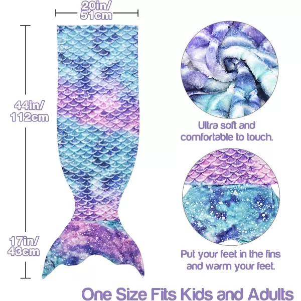 Catalonia Kids Mermaid Tail Blanket Super Soft Plush Flannel Sleeping Snuggle Blanket for Girls Rainbow Tiedye Fish Scale Pattern Gift IdeaGalaxy