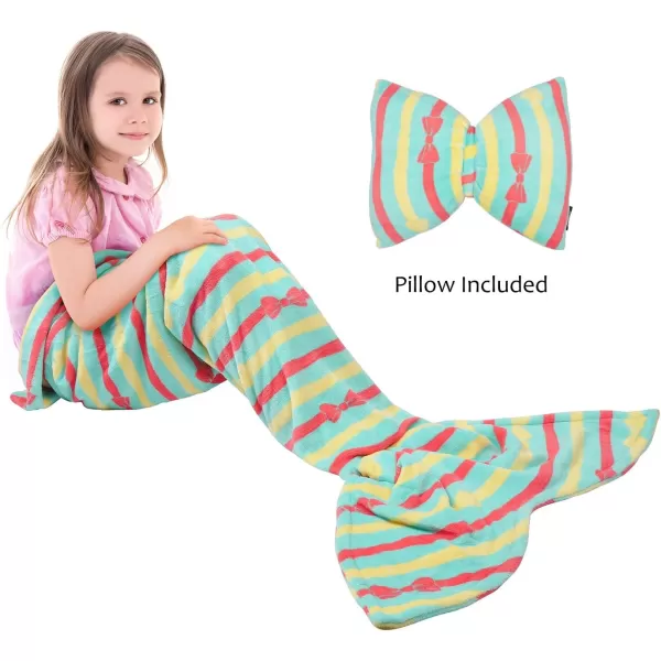 Catalonia Kids Mermaid Tail Blanket Super Soft Plush Flannel Sleeping Snuggle Blanket for Girls Rainbow Tiedye Fish Scale Pattern Gift IdeaGreen