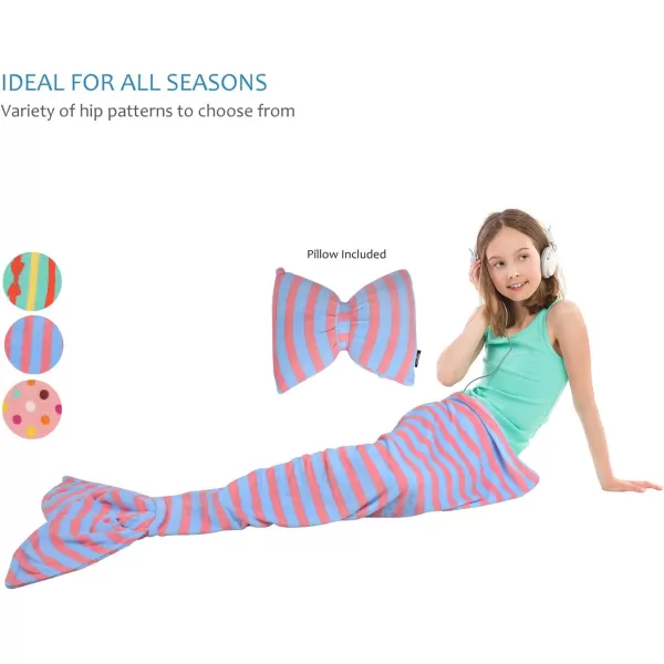 Catalonia Kids Mermaid Tail Blanket Super Soft Plush Flannel Sleeping Snuggle Blanket for Girls Rainbow Tiedye Fish Scale Pattern Gift IdeaLight Blue