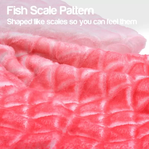 Catalonia Kids Mermaid Tail Blanket Super Soft Plush Flannel Sleeping Snuggle Blanket for Girls Rainbow Tiedye Fish Scale Pattern Gift IdeaPink Ombre