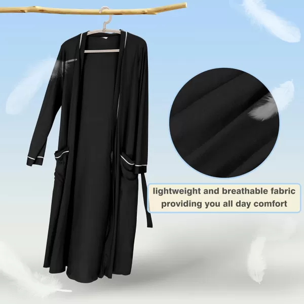 Catalonia Lightweight Womens Robes Ladies Bathrobe Silky Soft Long Summer KimonoBlack