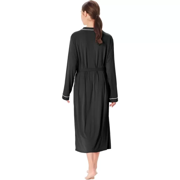 Catalonia Lightweight Womens Robes Ladies Bathrobe Silky Soft Long Summer KimonoBlack