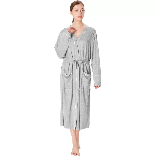 Catalonia Lightweight Womens Robes Ladies Bathrobe Silky Soft Long Summer KimonoGray Ash