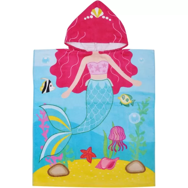 Catalonia Mermaid Hooded Bath Towel for 2 to 6 Years Girl100 Cotton Water Absorption Beach Poncho Swim Changing Robe Sand ProofMermaid