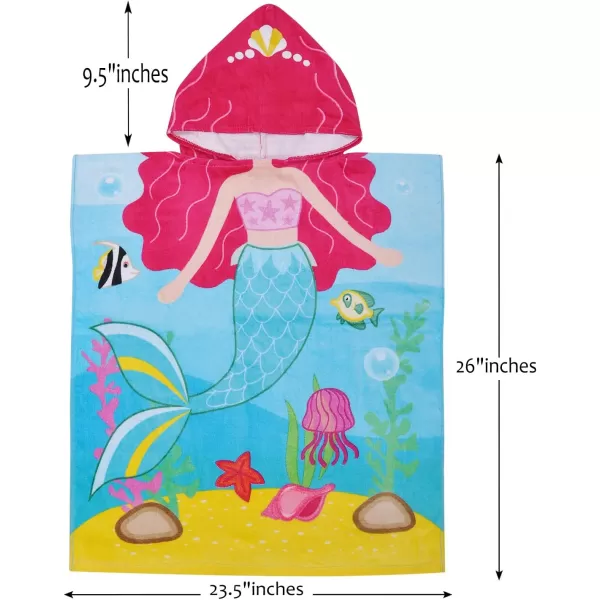 Catalonia Mermaid Hooded Bath Towel for 2 to 6 Years Girl100 Cotton Water Absorption Beach Poncho Swim Changing Robe Sand ProofMermaid