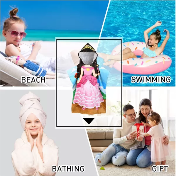 Catalonia Mermaid Hooded Bath Towel for 2 to 6 Years Girl100 Cotton Water Absorption Beach Poncho Swim Changing Robe Sand ProofPrincess