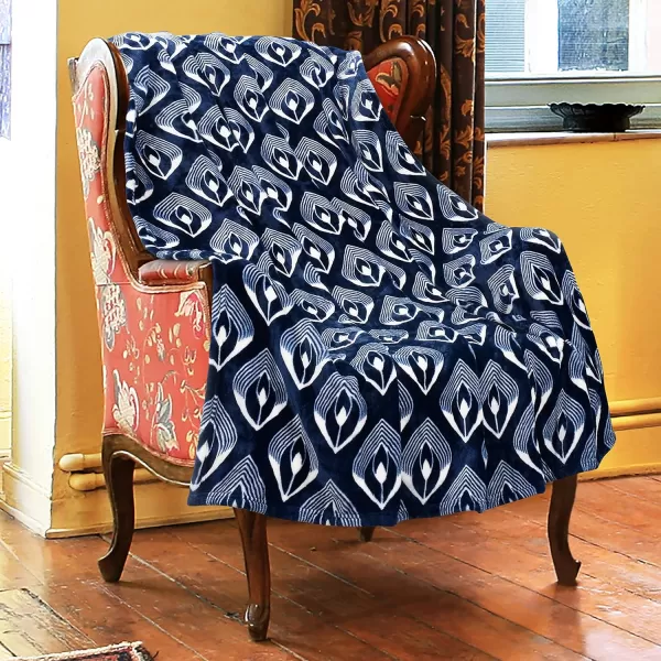 Catalonia Moroccan Ikat Fleece Throw Blanket for Couch Lightweight Soft Cozy All Seasons Lounging Blanket Retro Living Room Decor Blanket 50x60 inchesThrow 50x60 Inch Lotus Blue