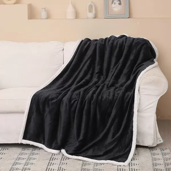 Catalonia Navy Blue Sherpa Fleece Blanket for Bed Super Soft Fleece Plush Sofa Couch Throw Blanket TV Bed Blanket Comfy Cozy Fluffy Warm Comforter Caring Gift 60x80 inch50x60 inches Black