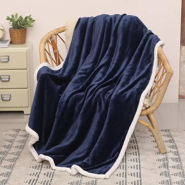 Catalonia Navy Blue Sherpa Fleece Blanket for Bed Super Soft Fleece Plush Sofa Couch Throw Blanket TV Bed Blanket Comfy Cozy Fluffy Warm Comforter Caring Gift 60x80 inch50x60 inches Blue