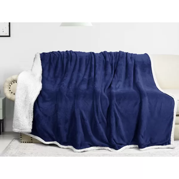 Catalonia Navy Blue Sherpa Fleece Blanket for Bed Super Soft Fleece Plush Sofa Couch Throw Blanket TV Bed Blanket Comfy Cozy Fluffy Warm Comforter Caring Gift 60x80 inch50x60 inches Blue