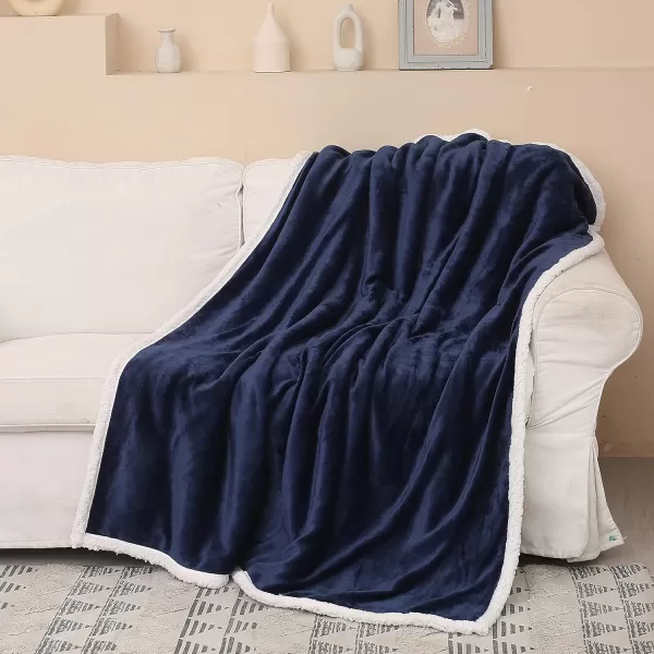 Catalonia Navy Blue Sherpa Fleece Blanket for Bed Super Soft Fleece Plush Sofa Couch Throw Blanket TV Bed Blanket Comfy Cozy Fluffy Warm Comforter Caring Gift 60x80 inch50x60 inches Blue