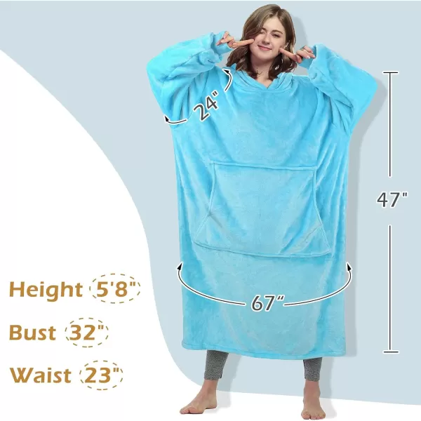 Catalonia Oversized Blanket Hoodie Sweatshirt Fleece Pullover with Large Front Pocket for Adults Men WomenBlueankle Length