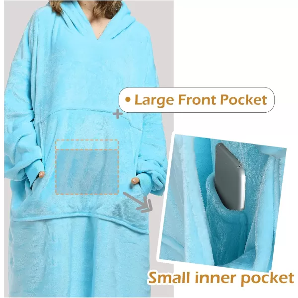 Catalonia Oversized Blanket Hoodie Sweatshirt Fleece Pullover with Large Front Pocket for Adults Men WomenBlueankle Length