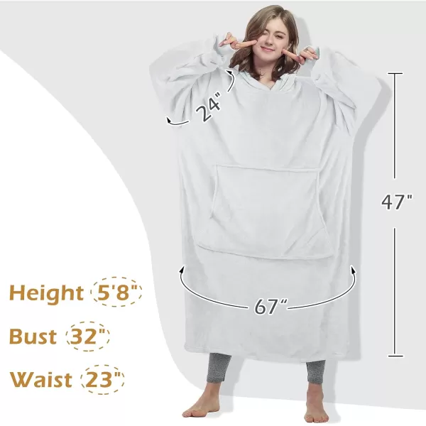 Catalonia Oversized Blanket Hoodie Sweatshirt Fleece Pullover with Large Front Pocket for Adults Men WomenDove Greyankle Length