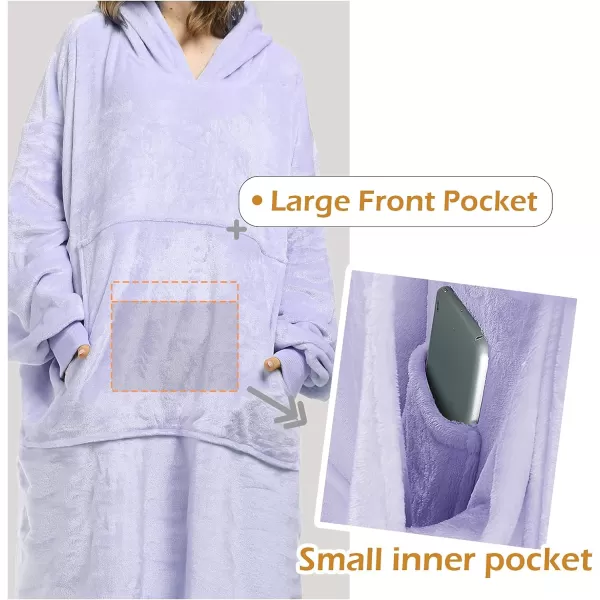 Catalonia Oversized Blanket Hoodie Sweatshirt Fleece Pullover with Large Front Pocket for Adults Men WomenLavenderankle Length