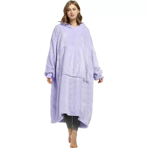 Catalonia Oversized Blanket Hoodie Sweatshirt Fleece Pullover with Large Front Pocket for Adults Men WomenLavenderankle Length