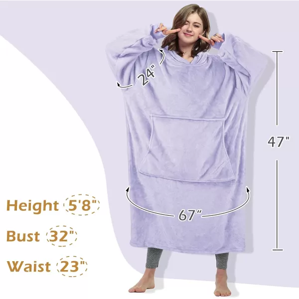 Catalonia Oversized Blanket Hoodie Sweatshirt Fleece Pullover with Large Front Pocket for Adults Men WomenLavenderankle Length