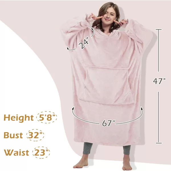 Catalonia Oversized Blanket Hoodie Sweatshirt Fleece Pullover with Large Front Pocket for Adults Men WomenPinkankle Length