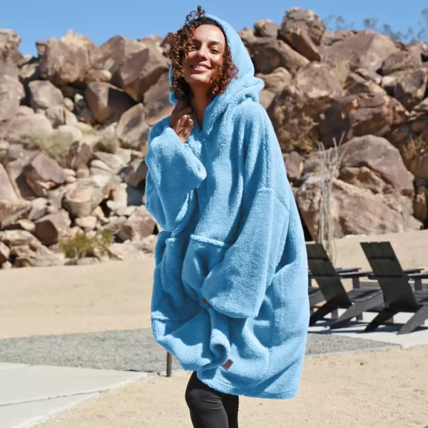 Catalonia Oversized Blanket Hoodie Sweatshirt Wearable Lounging Fleece Pullover Gift for Adults Women Men Kids Wife PurpleBlue  Faux Shearling