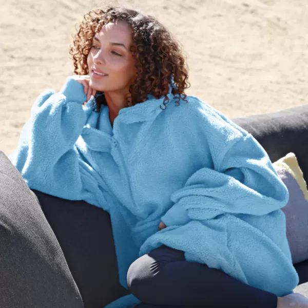 Catalonia Oversized Blanket Hoodie Sweatshirt Wearable Lounging Fleece Pullover Gift for Adults Women Men Kids Wife PurpleBlue  Faux Shearling