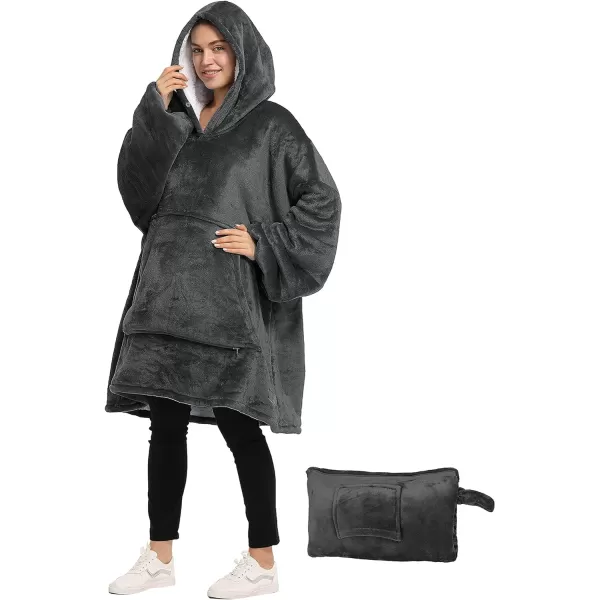 Catalonia Oversized Blanket Hoodie Sweatshirt Wearable Sherpa Blanket Pullover Ideal GiftingBlack