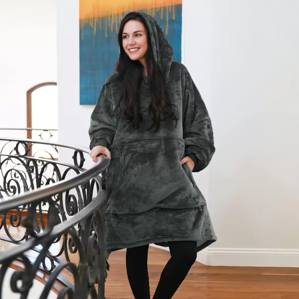 Catalonia Oversized Blanket Hoodie Sweatshirt Wearable Sherpa Blanket Pullover Ideal GiftingBlack